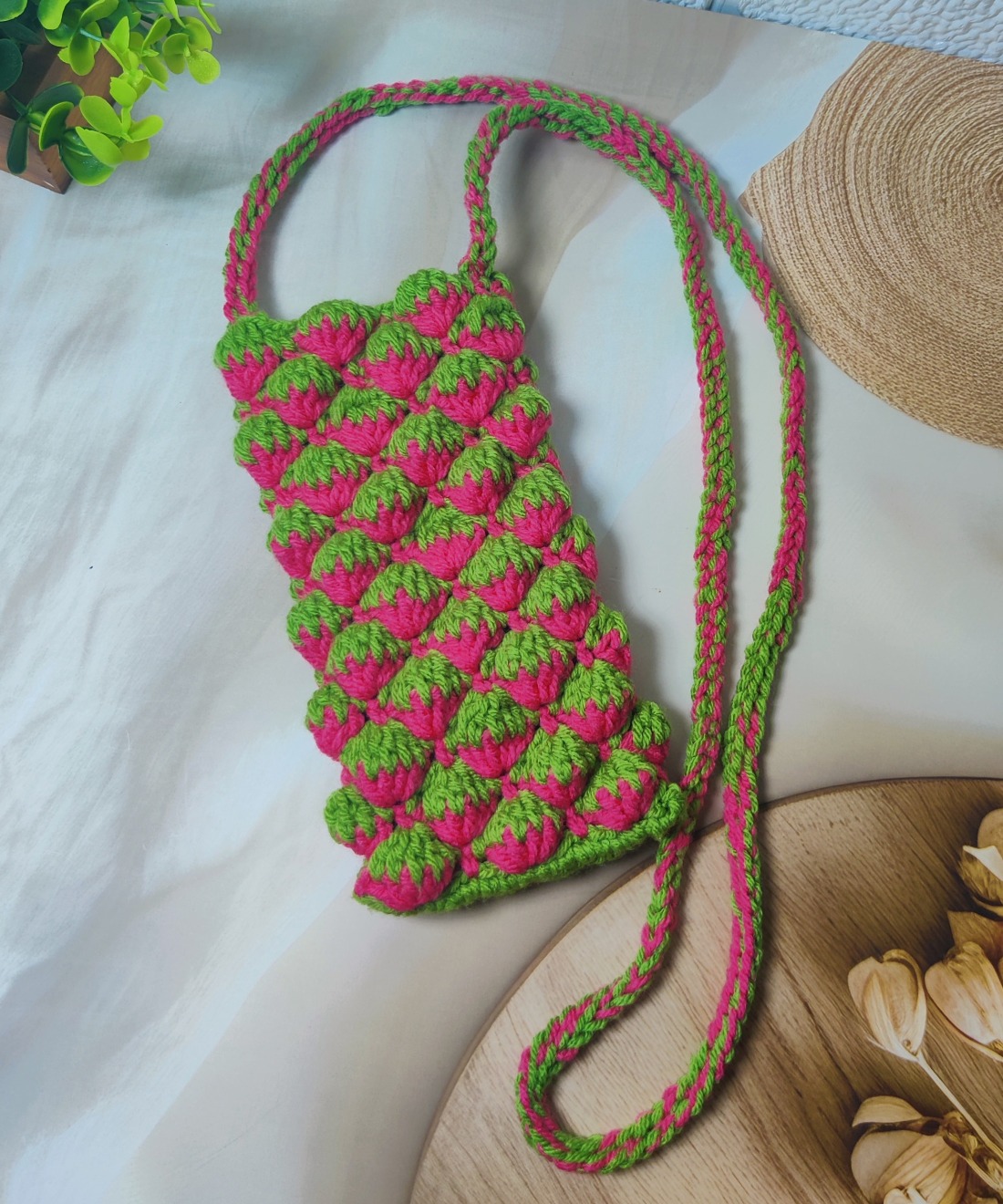 Textured Strawberry Mobile Pouch
