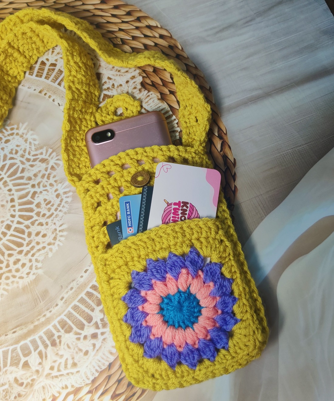 Floral Mobile Pouch with Front Pocket